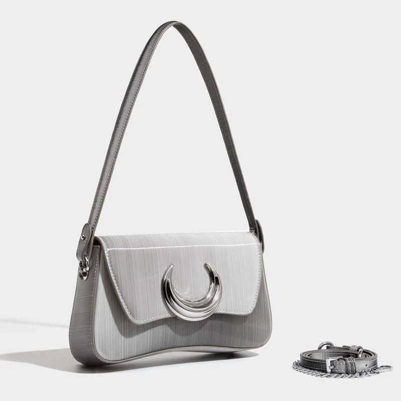 Moon Applique Gradient PU Crossbody Handbag