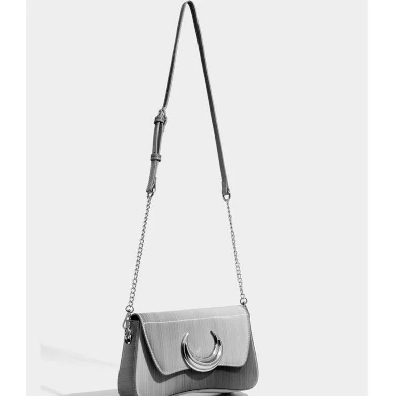 Moon Applique Gradient PU Crossbody Handbag