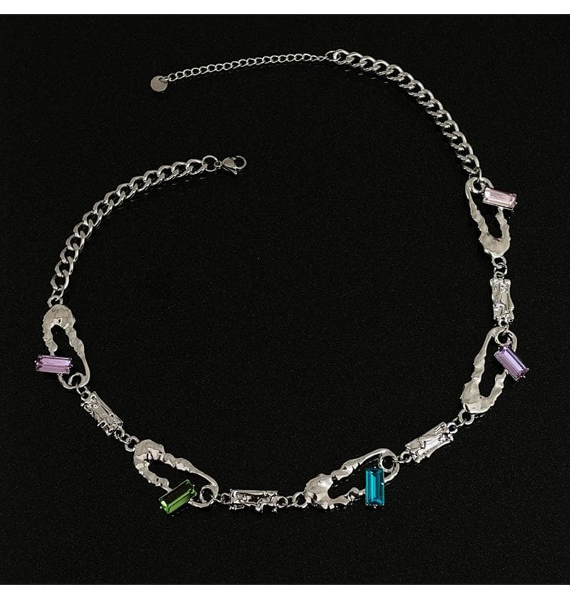 Multicolor stone irregular choker necklace